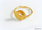 Gold-Plated Leaf Ring, Sterling Silver Jewelry, Nature-Inspired Spiral Design, Eco-Friendly Gift