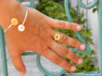 Gold-Plated Leaf Ring, Sterling Silver Jewelry, Nature-Inspired Spiral Design, Eco-Friendly Gift