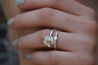 Silver Flower Ring, Sterling Silver Chamomile Ring, Branch Ring, Gold Ring Details, Gift for Her, Birthday Gift for Women, Handmade Jewelry