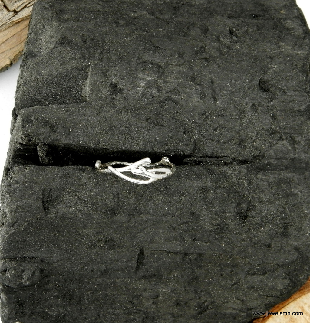 Sterling Silver Twig Ring – Minimalist Nature Ring With Jasmine Branch Design