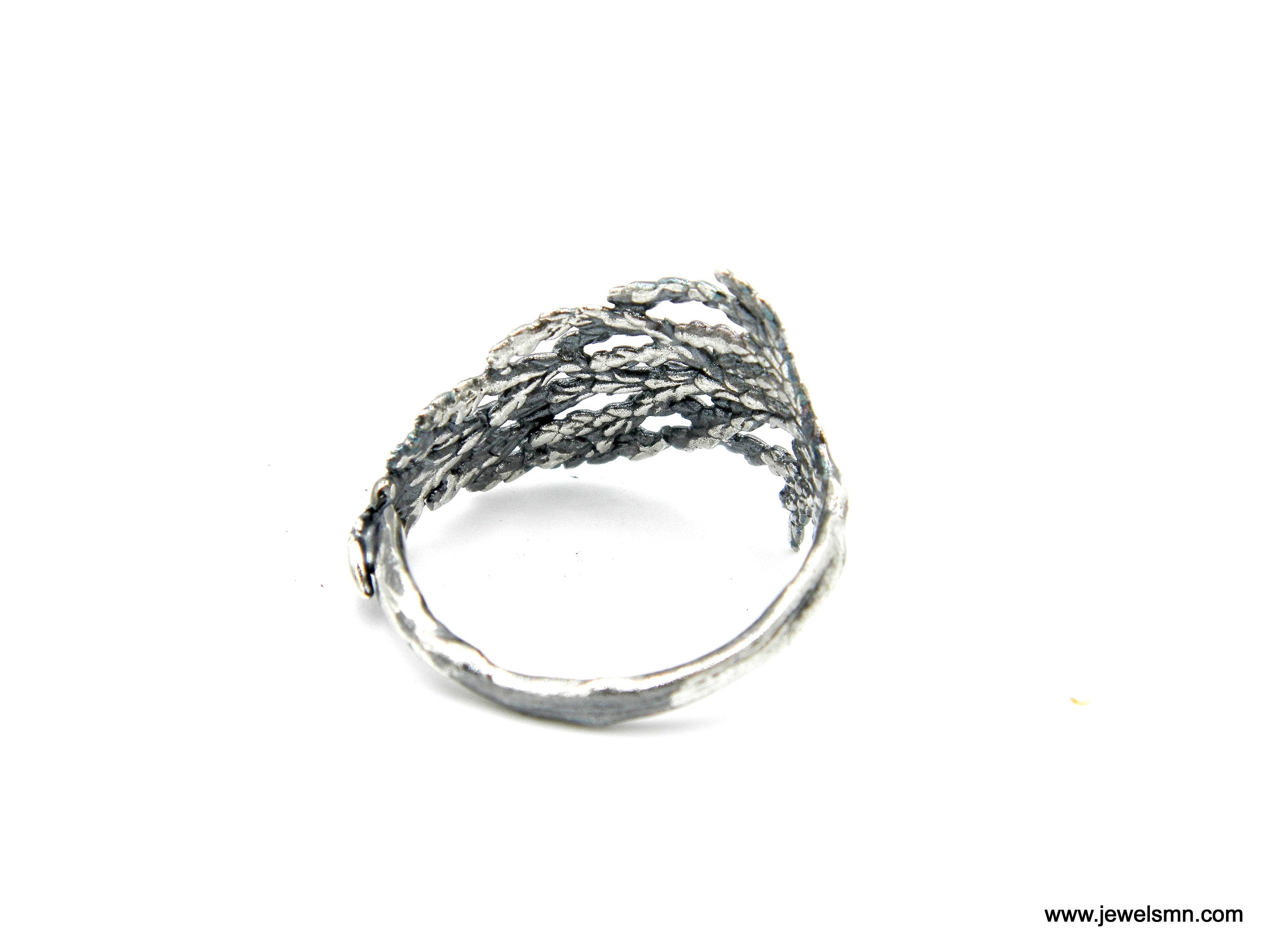 Silver Cypress Ring, Sterling Silver Jewelry, Silver Ring, Cypress Leaf Band, Gift for Her, Birthday Gift for Women, Handmade Jewelry