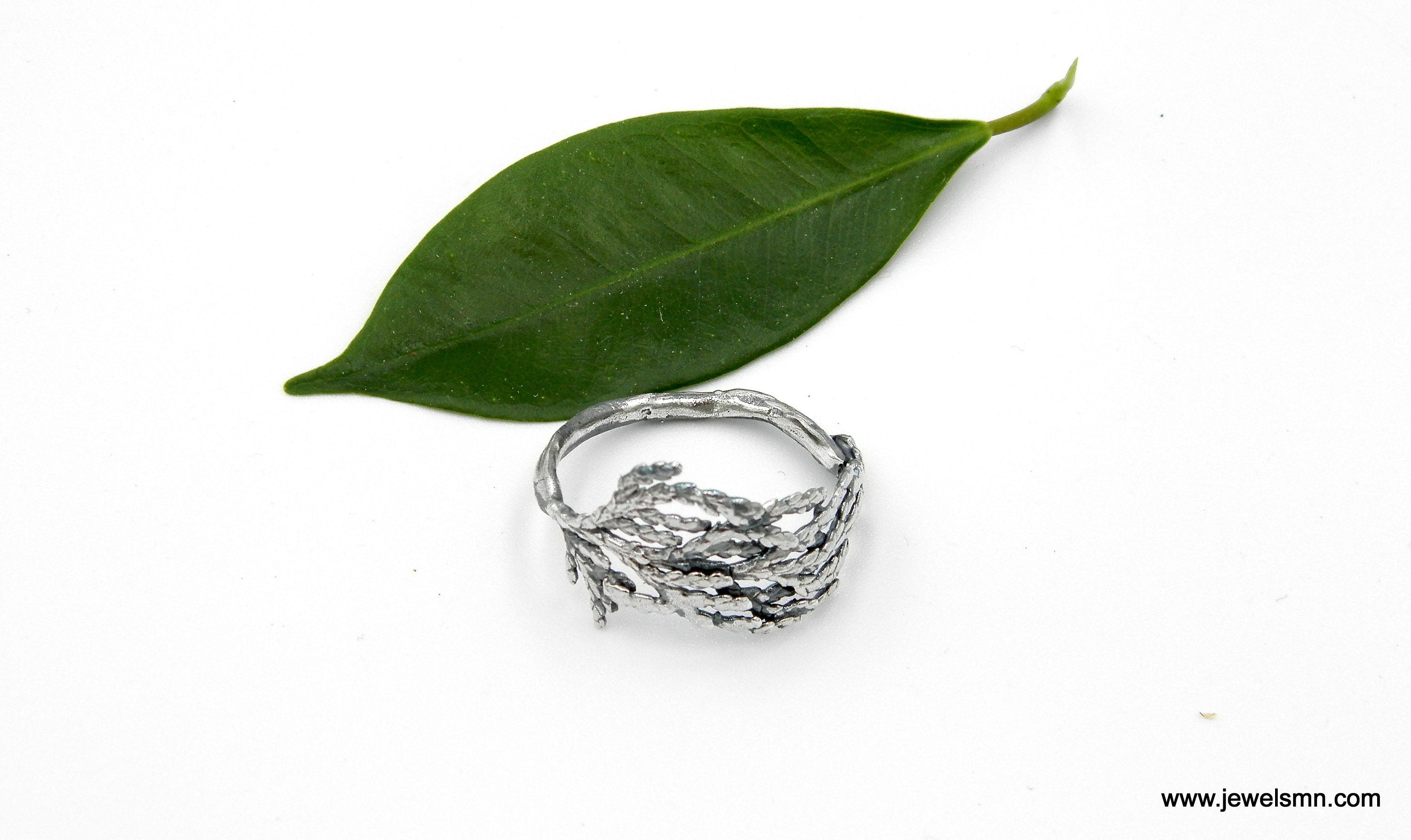 Silver Cypress Ring, Sterling Silver Jewelry, Silver Ring, Cypress Leaf Band, Gift for Her, Birthday Gift for Women, Handmade Jewelry