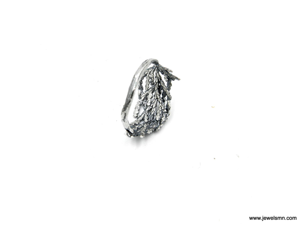 Silver Cypress Ring, Sterling Silver Jewelry, Silver Ring, Cypress Leaf Band, Gift for Her, Birthday Gift for Women, Handmade Jewelry