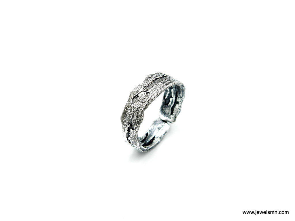 Silver Orange Tree Ring, Sterling Silver Jewelry, Tree Bark Ring, Gift for Her, Birthday Gift for Women, Handmade Jewelry, Boho Fashion