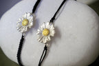 Chamomile Flower Bracelet: Handmade Macrame Jewelry (Sterling Silver)