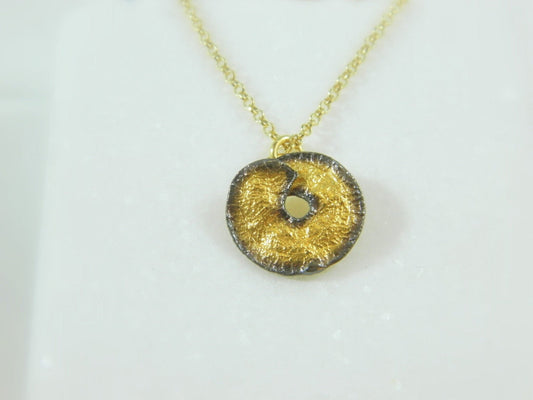 Gold Necklace Mother Nature Jewelry: Real flower necklace Gold-Black on Sterling Silver. Casting from real plant. Necklace leaf