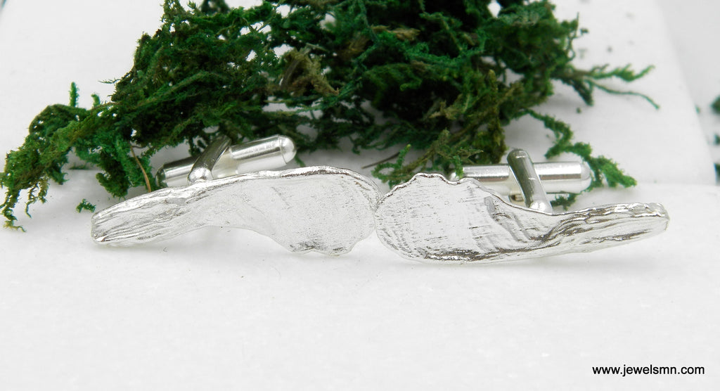 Silver Cuff Links - Maple Seed Design Men's Suit Accessories | Eco Friendly Jewelry Gift