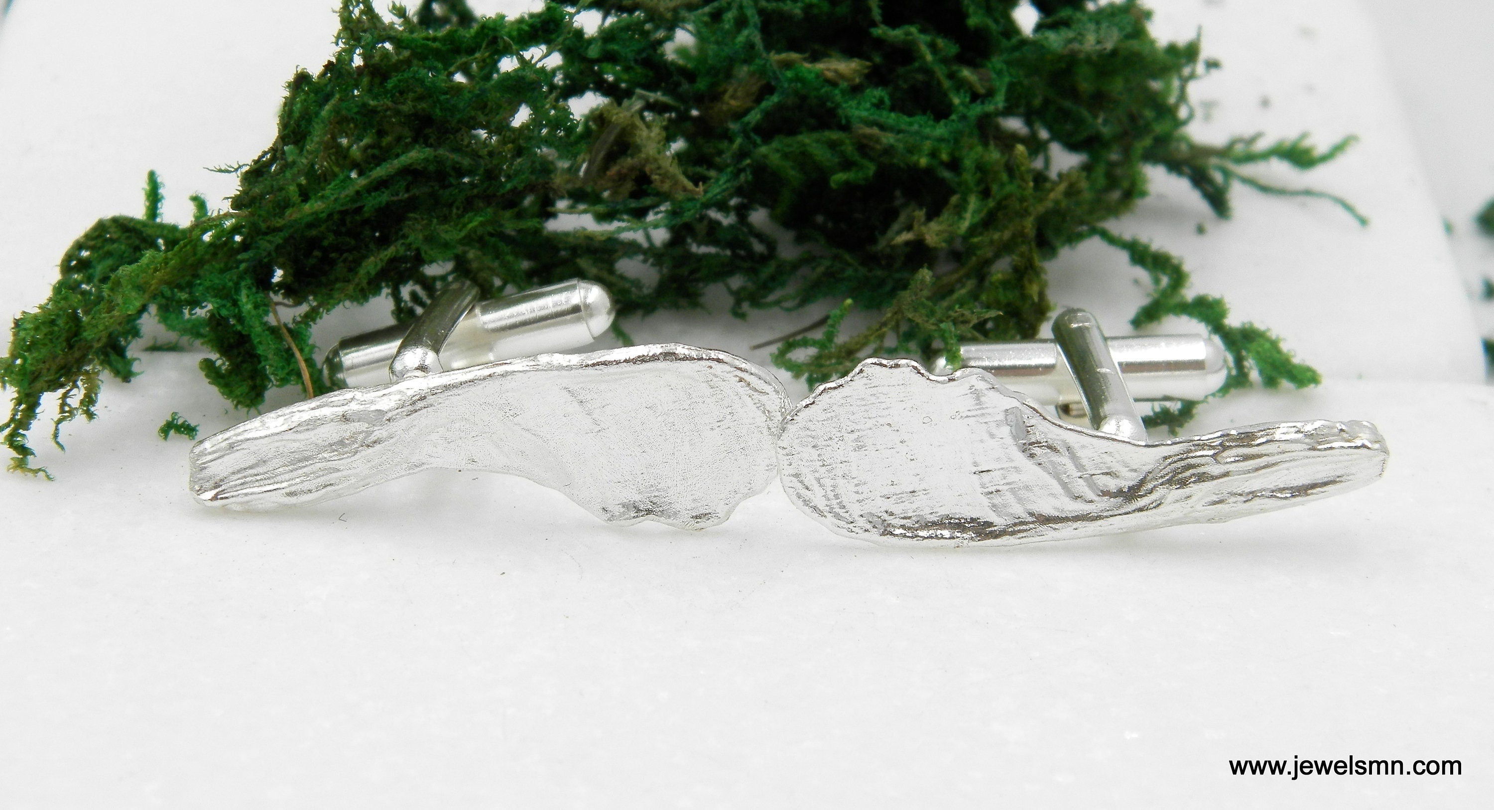 Silver Cuff Links - Maple Seed Design Men's Suit Accessories | Eco Friendly Jewelry Gift