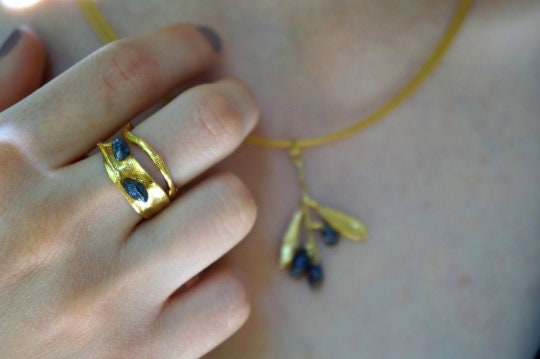 Solid Gold Ring – Olive Branch Ring in 14k White, Rose & Yellow Gold | Unique Nature Jewelry