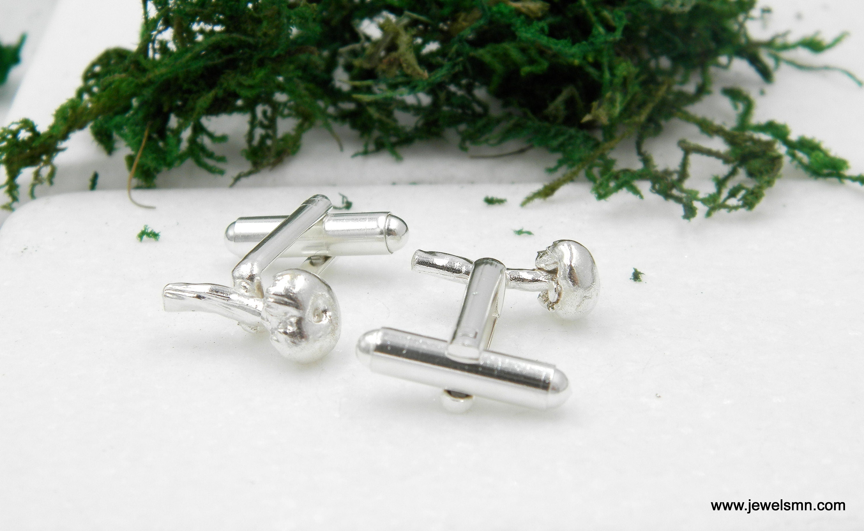 Handmade Mushroom Cufflinks – Silver Plated Men's Suit Accessories Gift