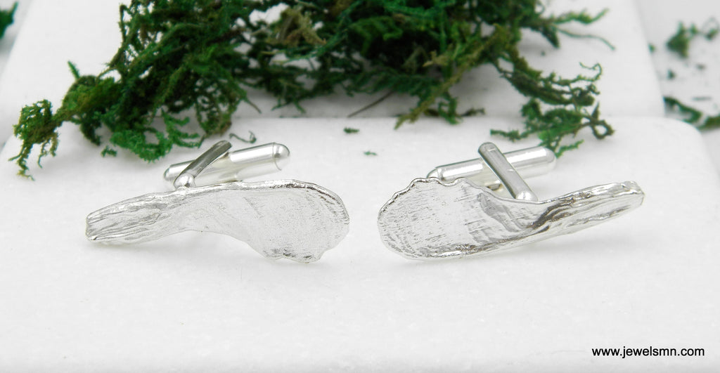 Silver Cuff Links - Maple Seed Design Men's Suit Accessories | Eco Friendly Jewelry Gift