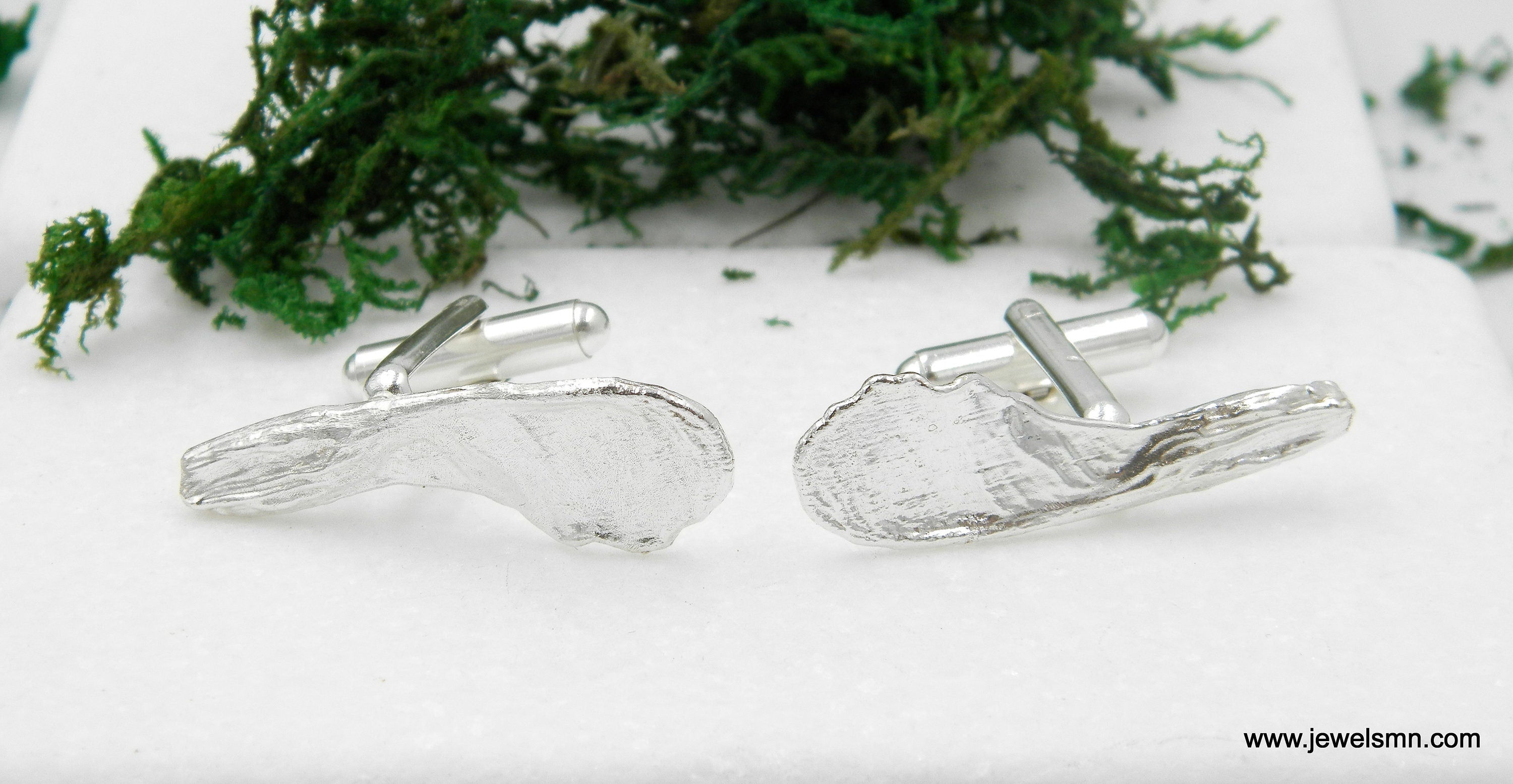 Silver Cuff Links - Maple Seed Design Men's Suit Accessories | Eco Friendly Jewelry Gift