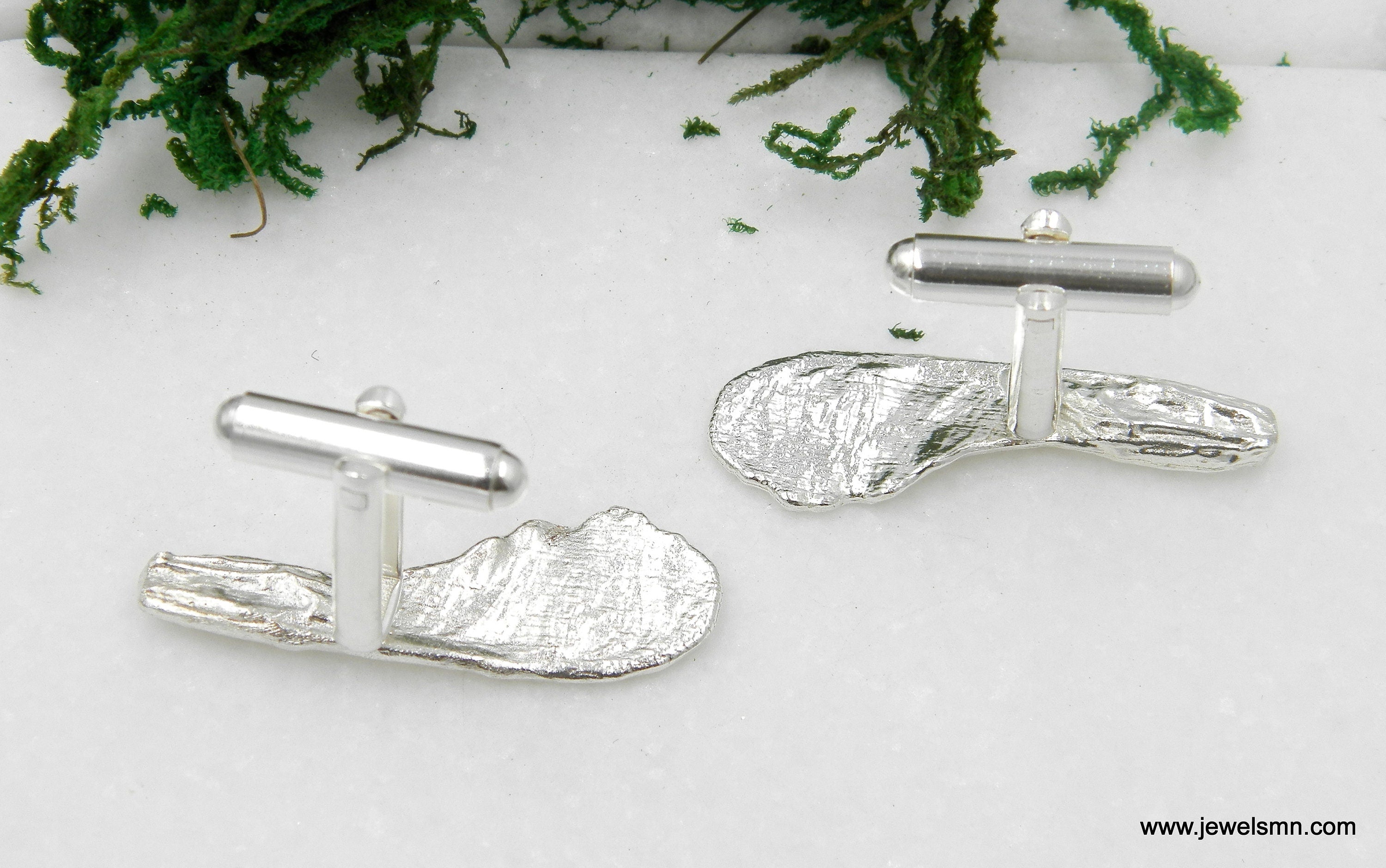 Silver Cuff Links - Maple Seed Design Men's Suit Accessories | Eco Friendly Jewelry Gift