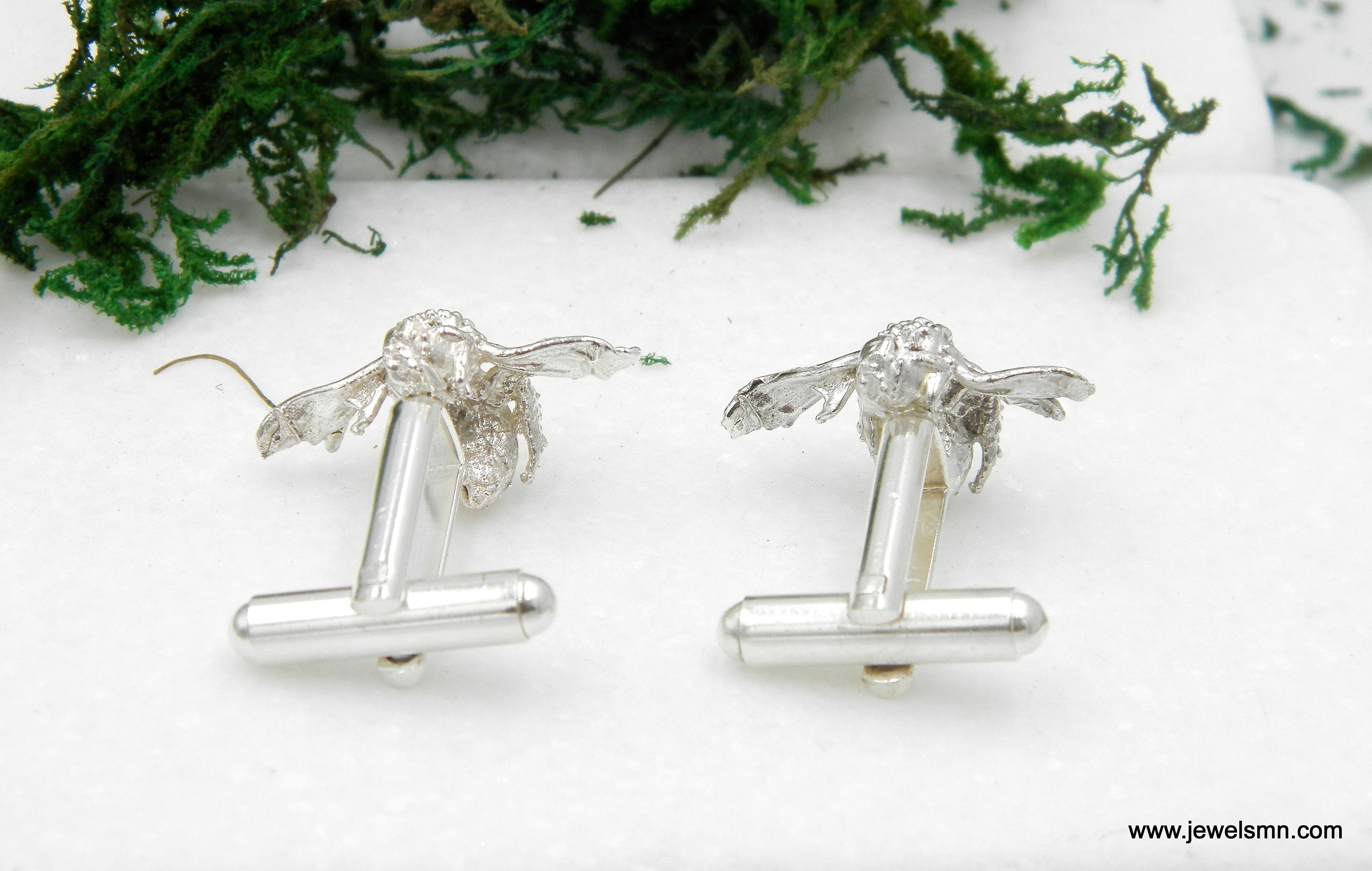 Bee Cufflinks – Silver Plated Brass Nature Cufflinks | Unique Suit Accessories Gift