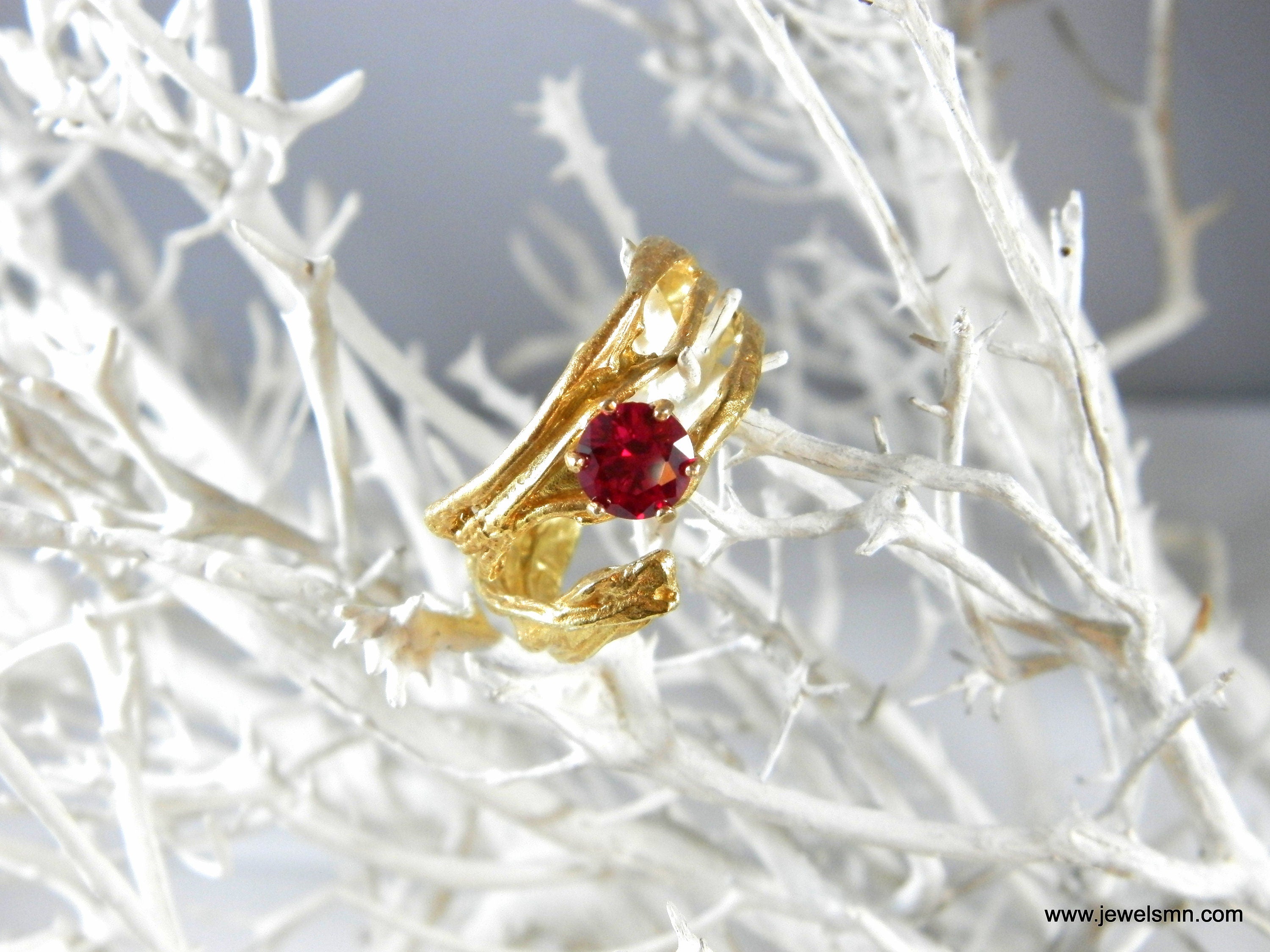 Vintage Gold Statement Ring - Pine Tree Branch Design