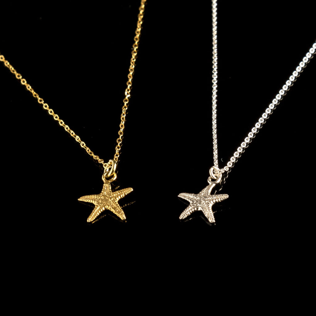 Solid Gold Starfish Necklace – Tiny Gold Pendant 9k, 14k & 18k Ocean Inspired Jewelry