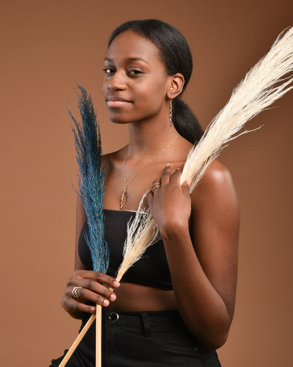 Goldplated Acacia Ring – Sterling Silver Botanical Jewelry With Black Rhodium Detail