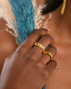 Tree Bark Ring: Dainty Gold Twig Design - Adjustable Sizing