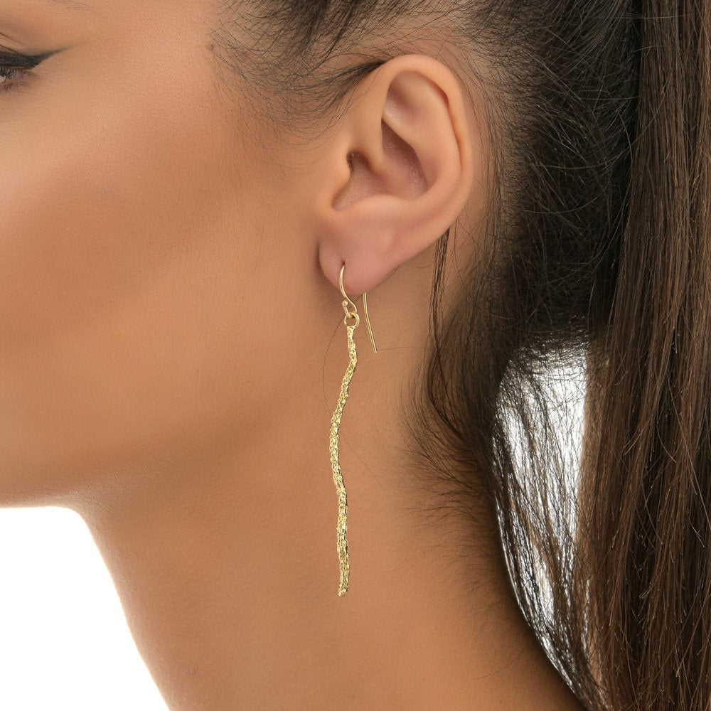 Silver Twig Earrings – Handmade Sterling Silver Statement Branch Jewelry With Organic Charm