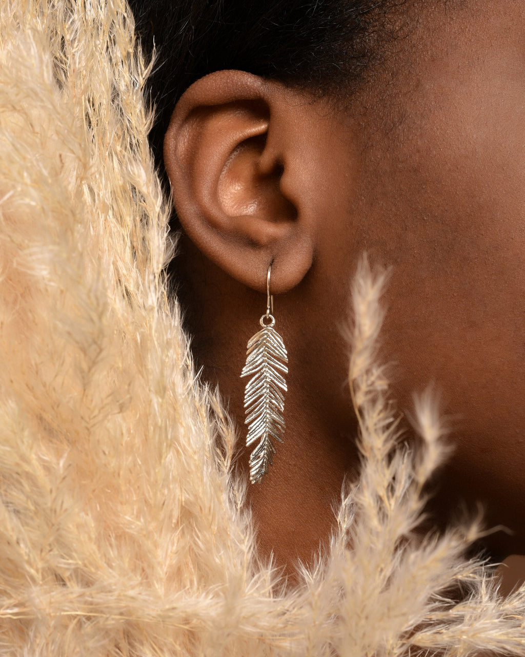 Sterling Silver Leaf Earrings: Mimosa Pudica Inspired Dangles