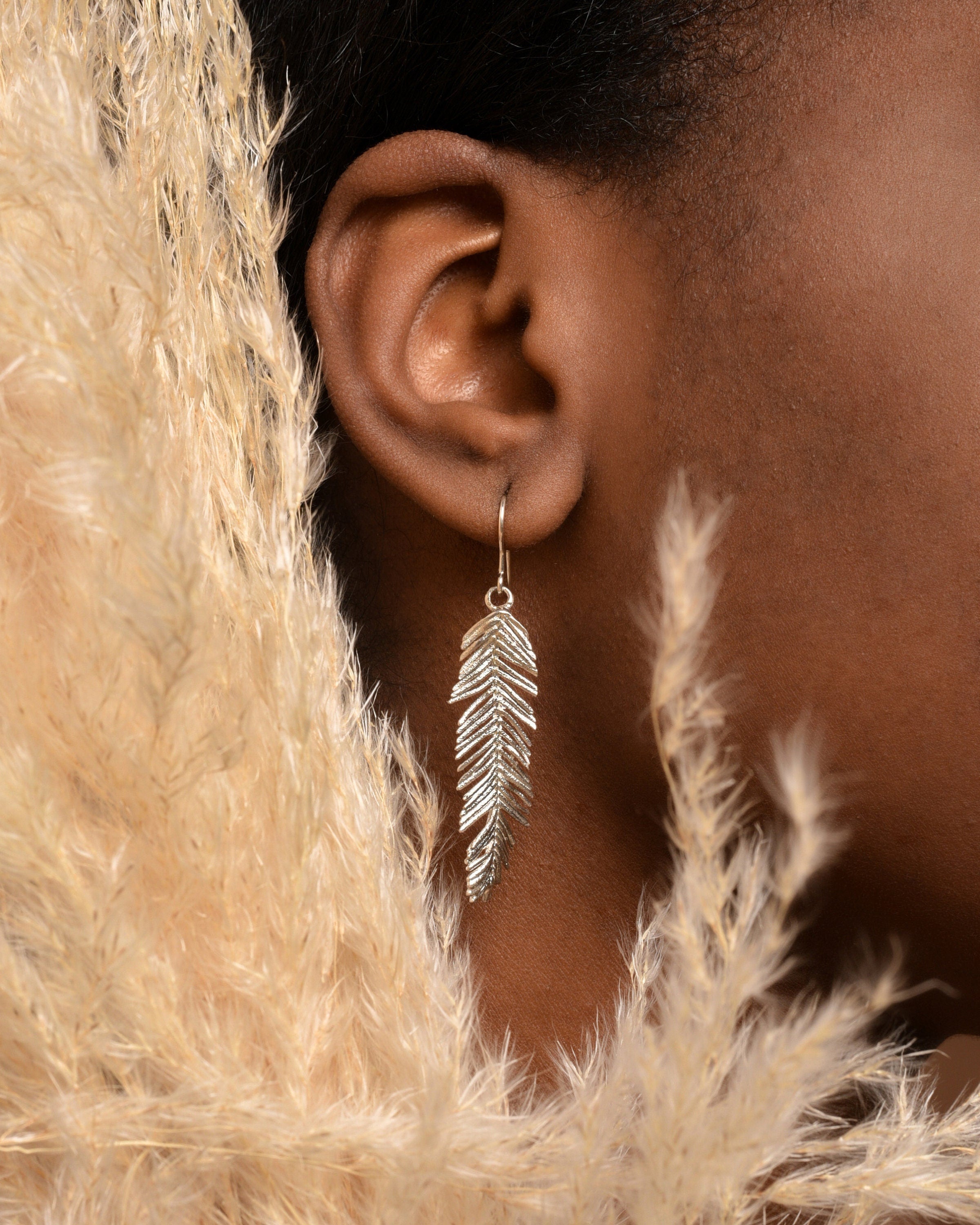 Sterling Silver Leaf Earrings: Mimosa Pudica Inspired Dangles
