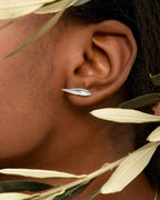 Olive Leaf Stud Earrings - Minimal Sterling Silver Handmade