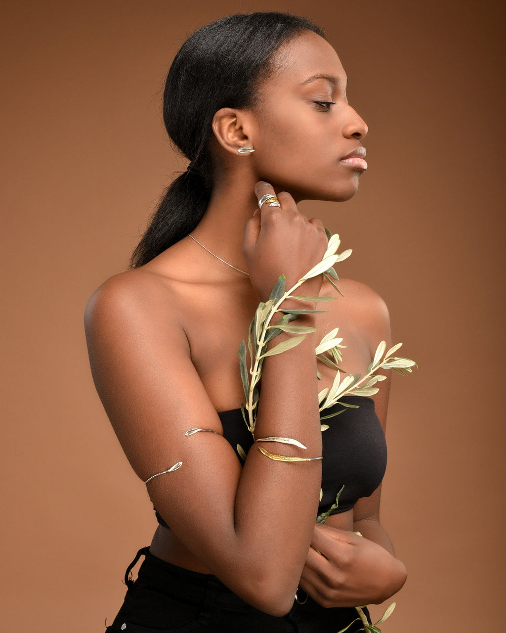 Olive Leaf Ring – Handmade Recycled Sterling Silver Two Tone Silver Jewelry