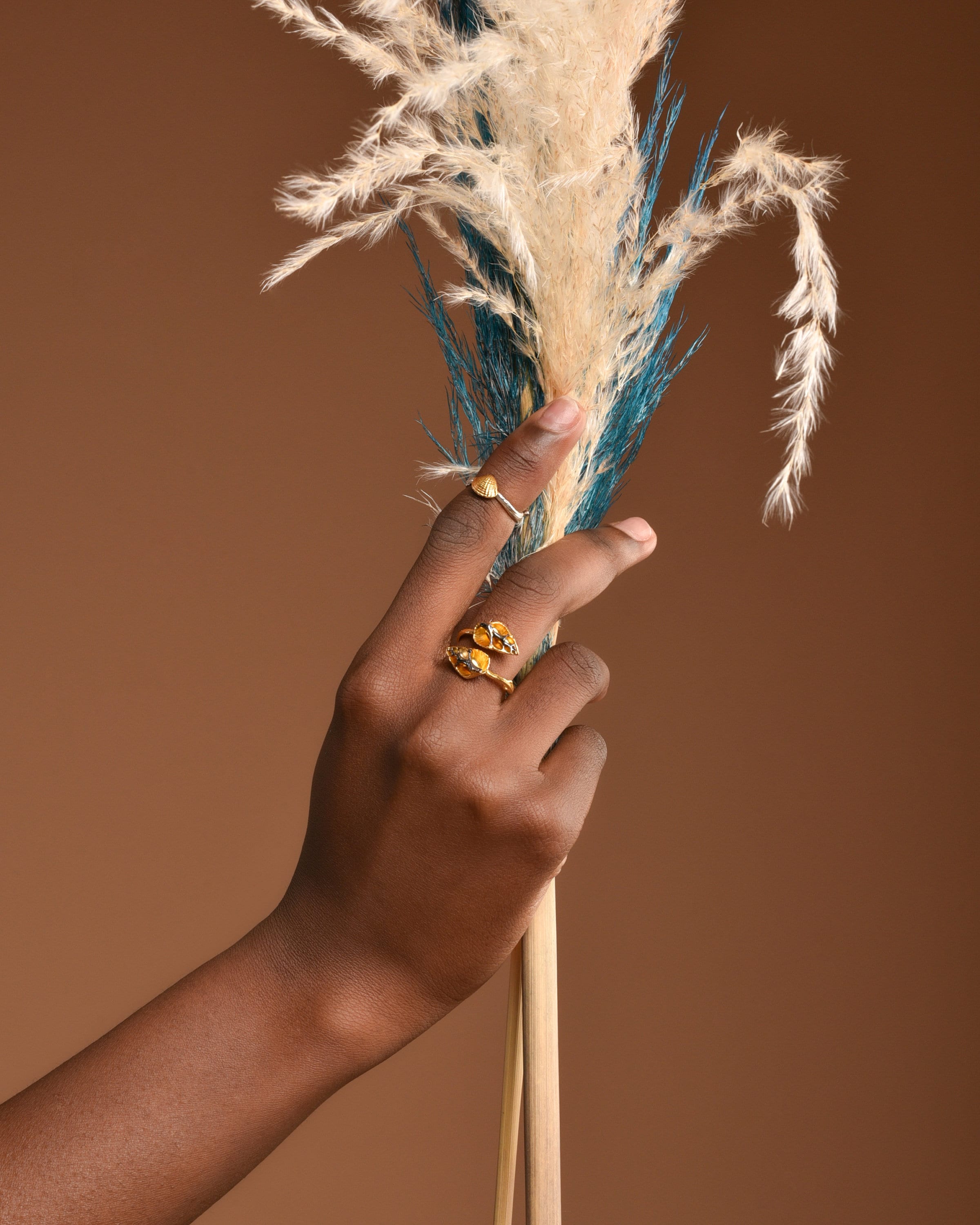 Goldplated Seashell Ring – Handmade Recycled Brass Heart Shaped Band