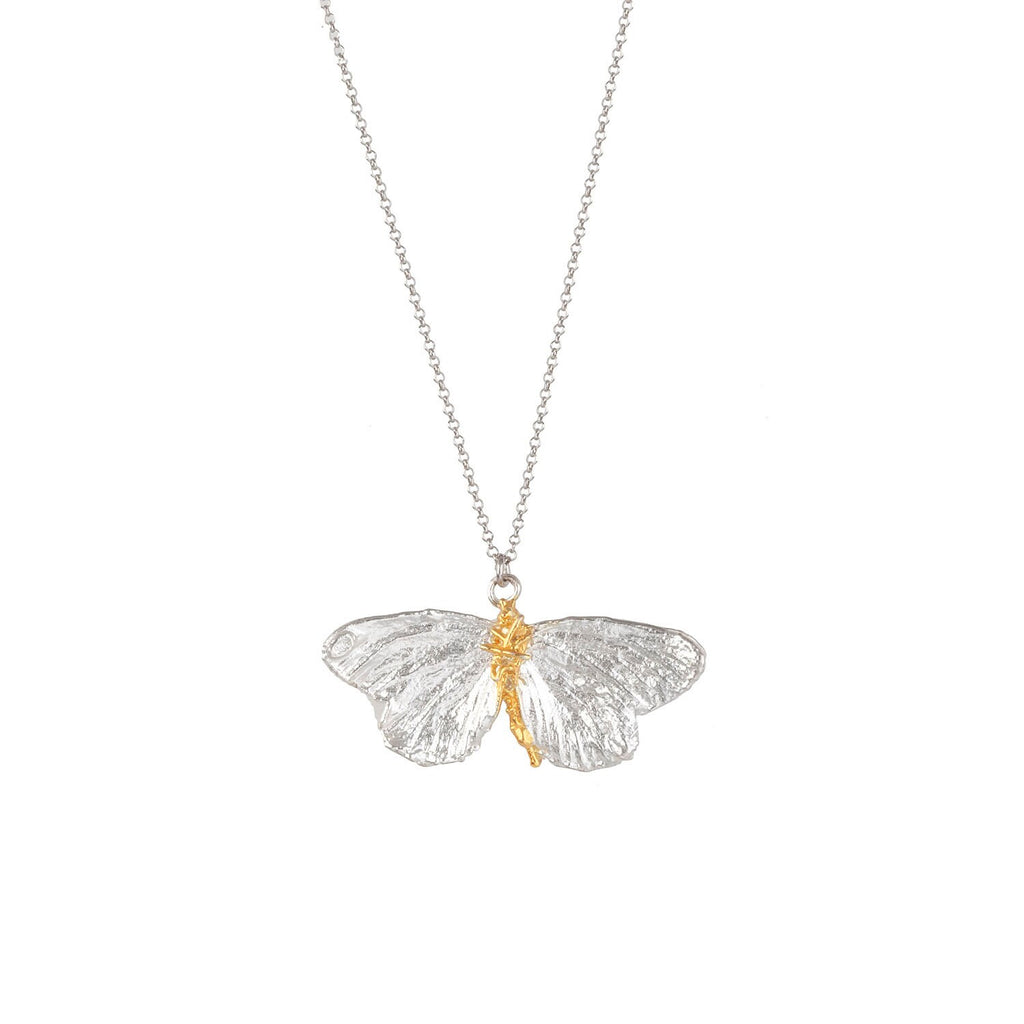 Real Butterfly Necklace – Sterling Silver Pendant | Gold Plated, Black Rhodium Chain