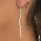 Silver Pine Twig Earrings - Mismatched Nature Statement Jewelry
