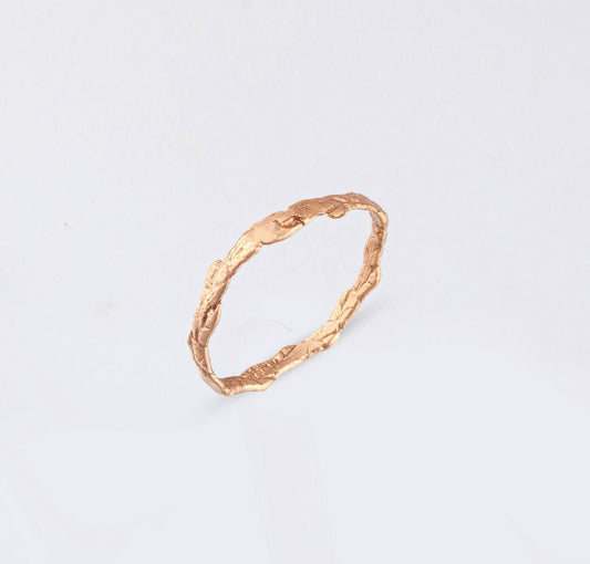 Juniper plant twig ring, rose gold on sterling silver by Mother Nature jewelry. symbol of immortality,elevation,hope and mourning.