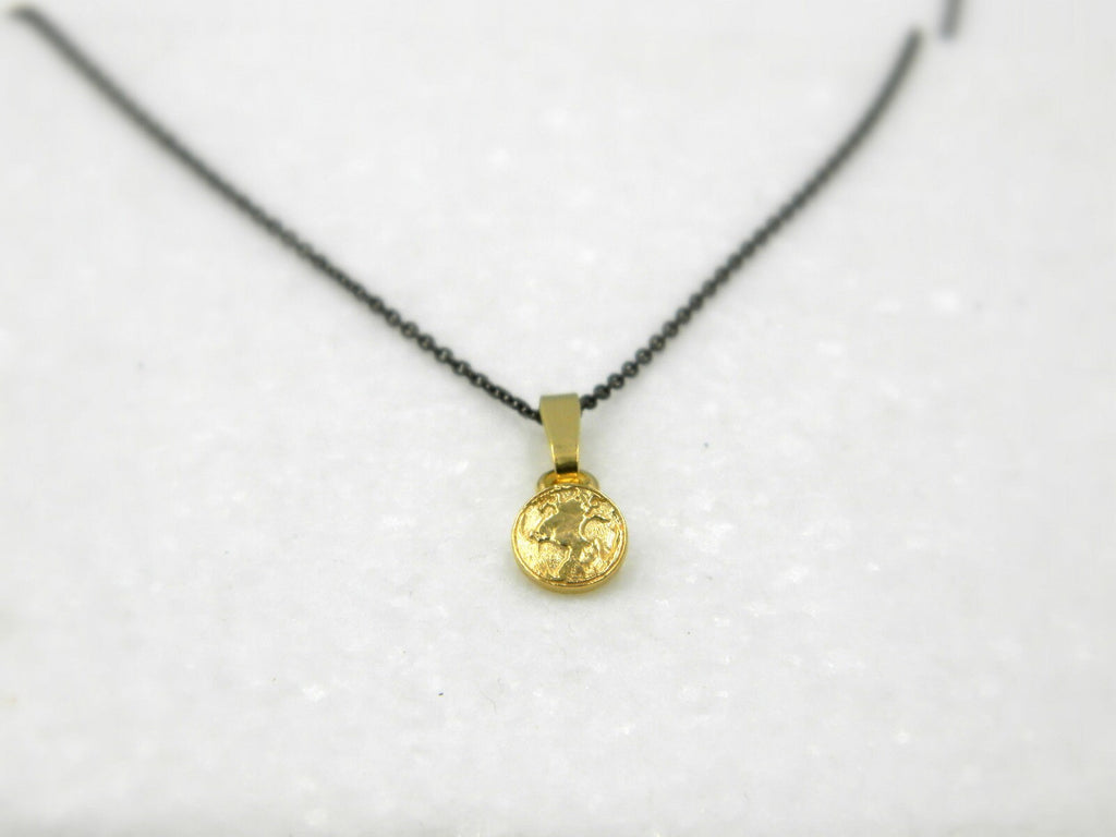Solid Gold Pendant - Tiny Earth Globe Necklace | Minimalist Design Jewelry