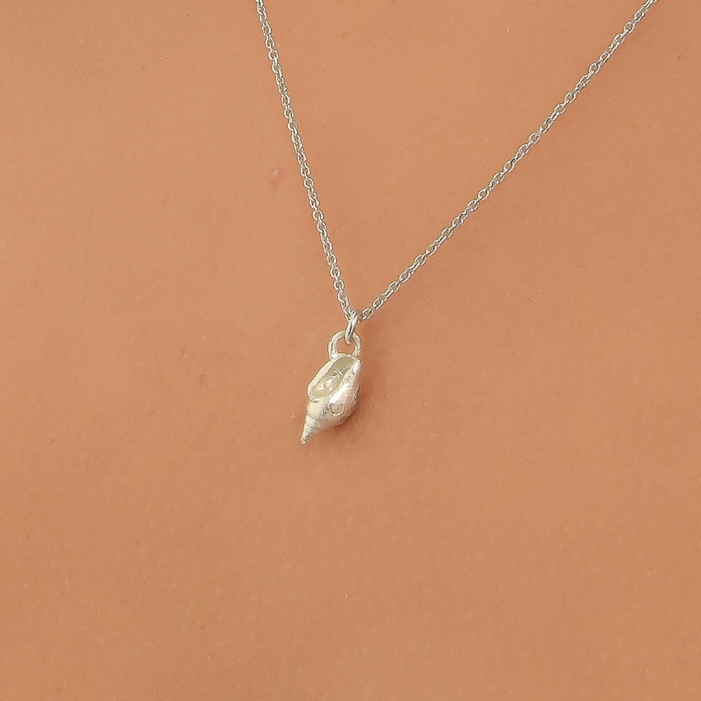 Sea Shell Pendant - Gold Plated Necklace with Tiny Conch Shell in Sterling Silver