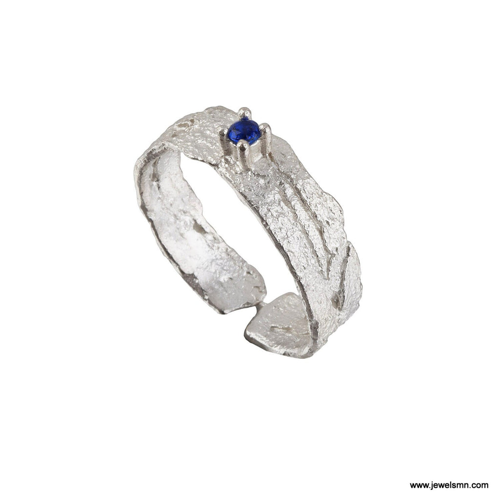Band Ring: Nature-Inspired Citrus Bark Texture - Recycled Sterling Silver