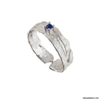 Band Ring: Nature-Inspired Citrus Bark Texture - Recycled Sterling Silver