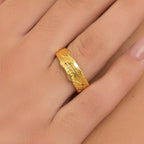 Citrus Tree Bark Ring: Recycled Silver with Gold Plating