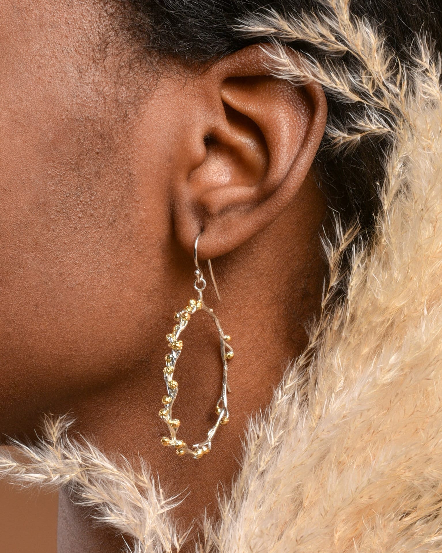 Mimosa Twig Earrings – Gold Plated Hoops | Sterling Silver Boho Chic Jewelry