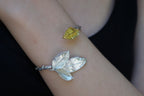Nature-Inspired Rose Leaf Bracelet, Gold-Plated Silver (Adjustable)