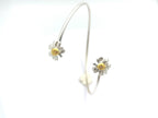 Real Chamomile Flower Bracelet: Sterling Silver Adjustable Cuff