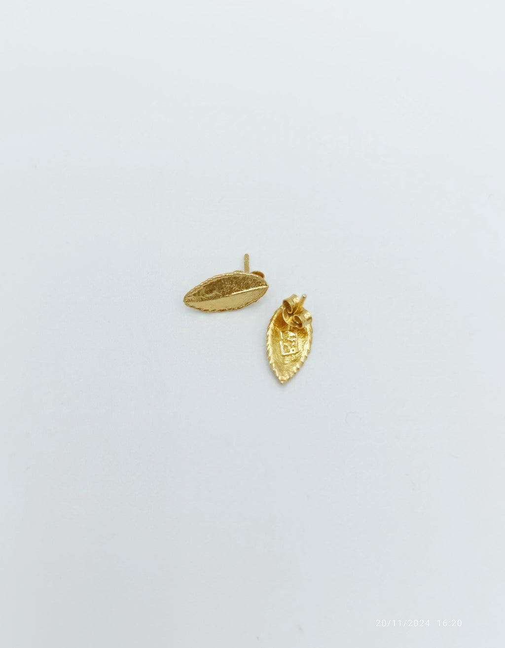 Gold Plated Leaf Earrings – Handmade Sterling Silver Rose Leaf Studs
