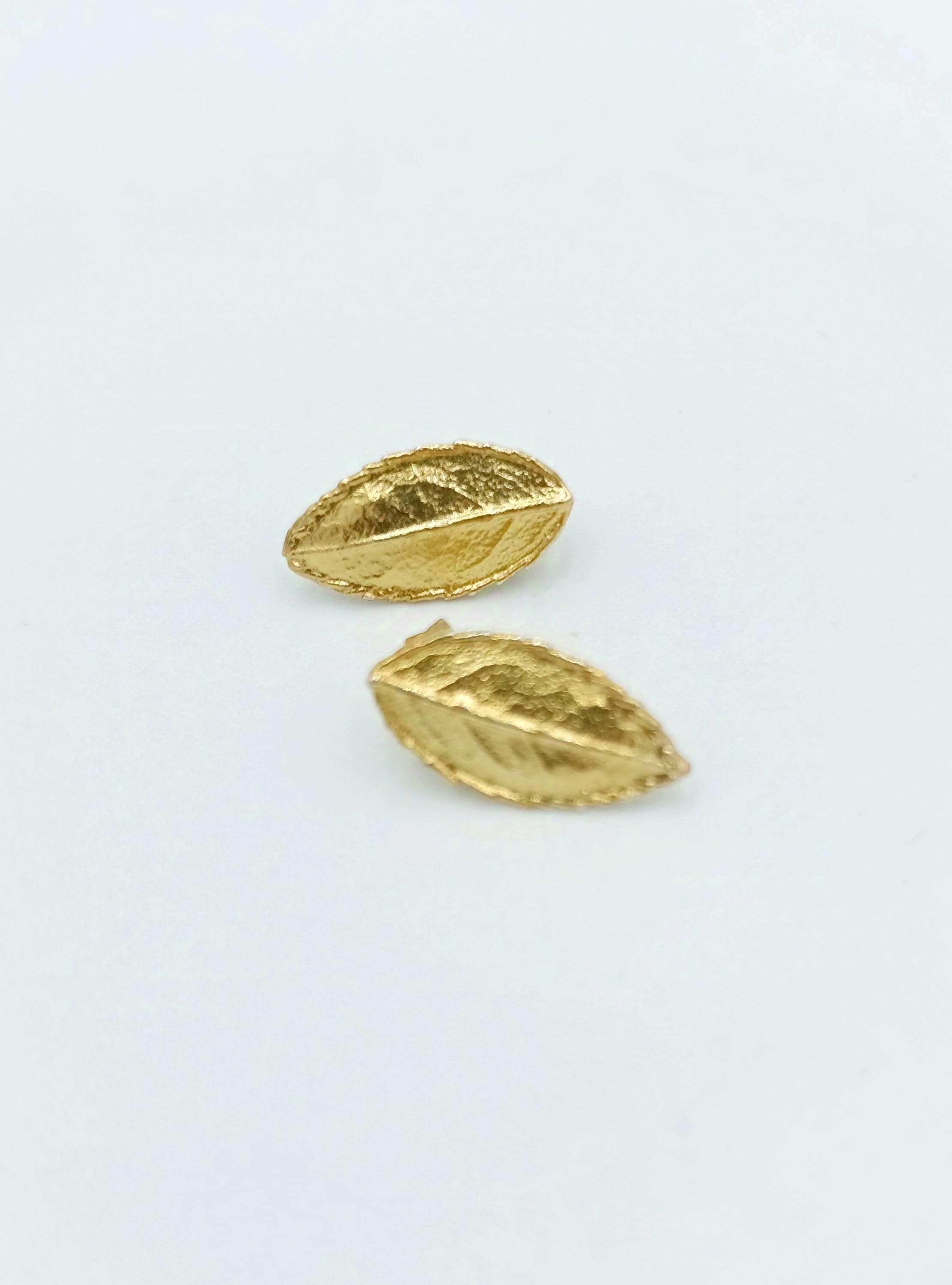 Gold Plated Leaf Earrings: Handmade Sterling Silver, Nature Inspired