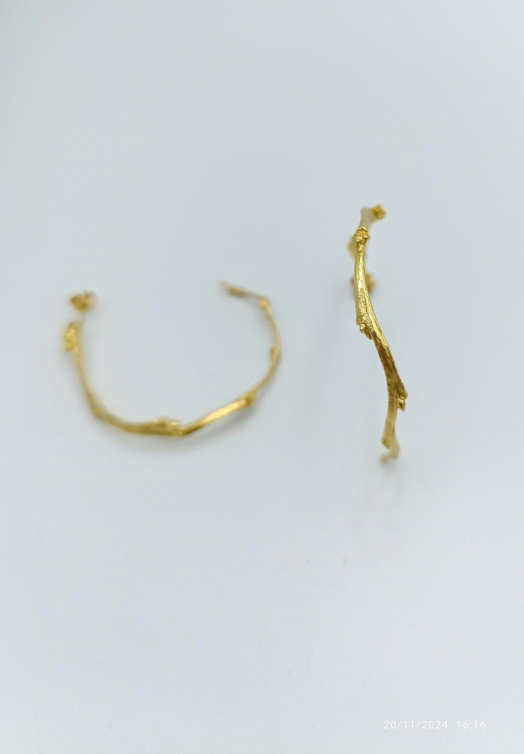 Gold Olive Branch Earrings – Solid Gold Hoop Studs | Nature Inspired Jewelry