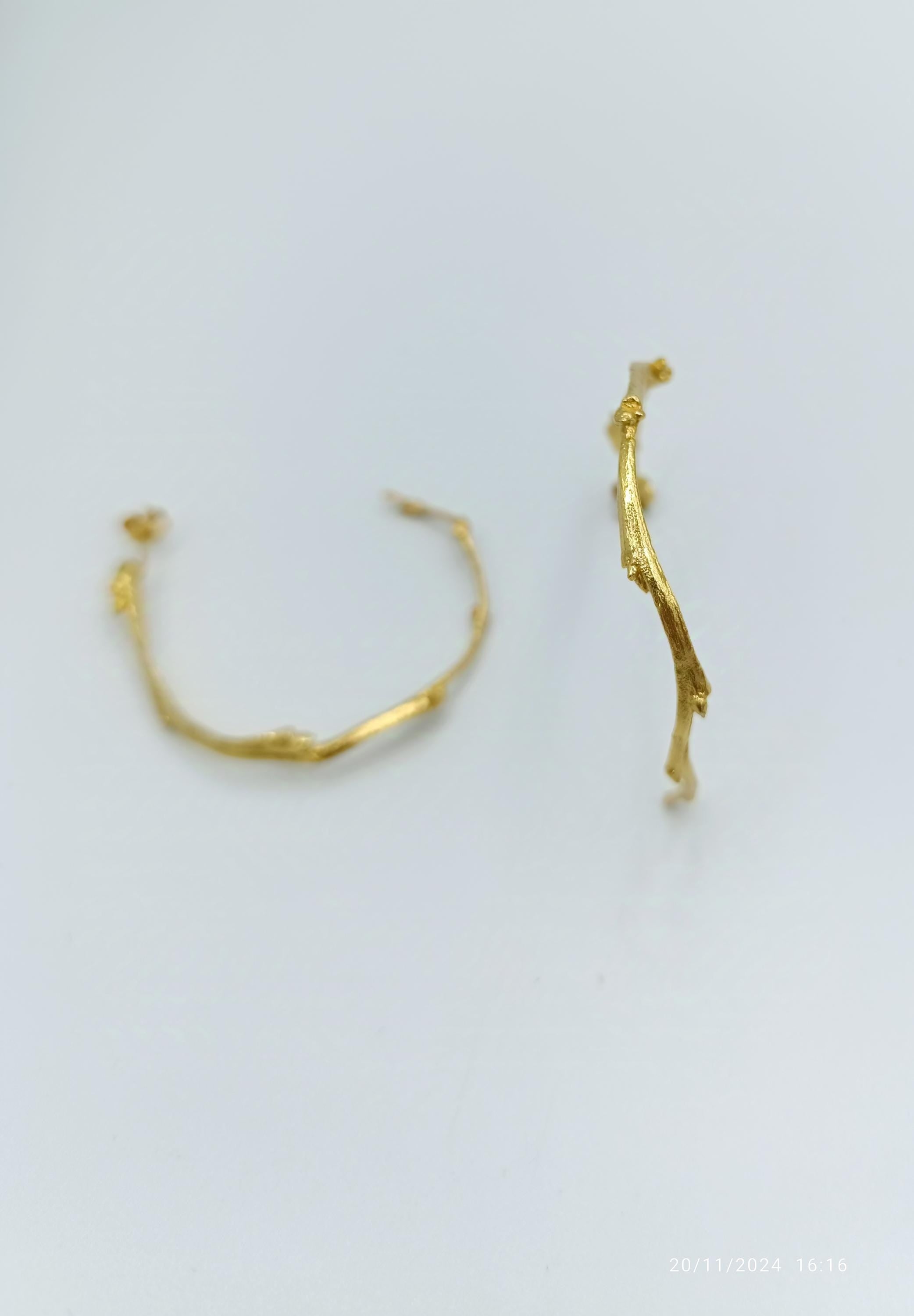 Gold Olive Branch Earrings – Solid Gold Hoop Studs | Nature Inspired Jewelry