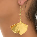 Ginkgo Leaf Earrings: Long Gold Dipped on Sterling Silver