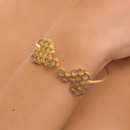Honeycomb Bee Bracelet: Two-Tone Gold and Black Wide Cuff