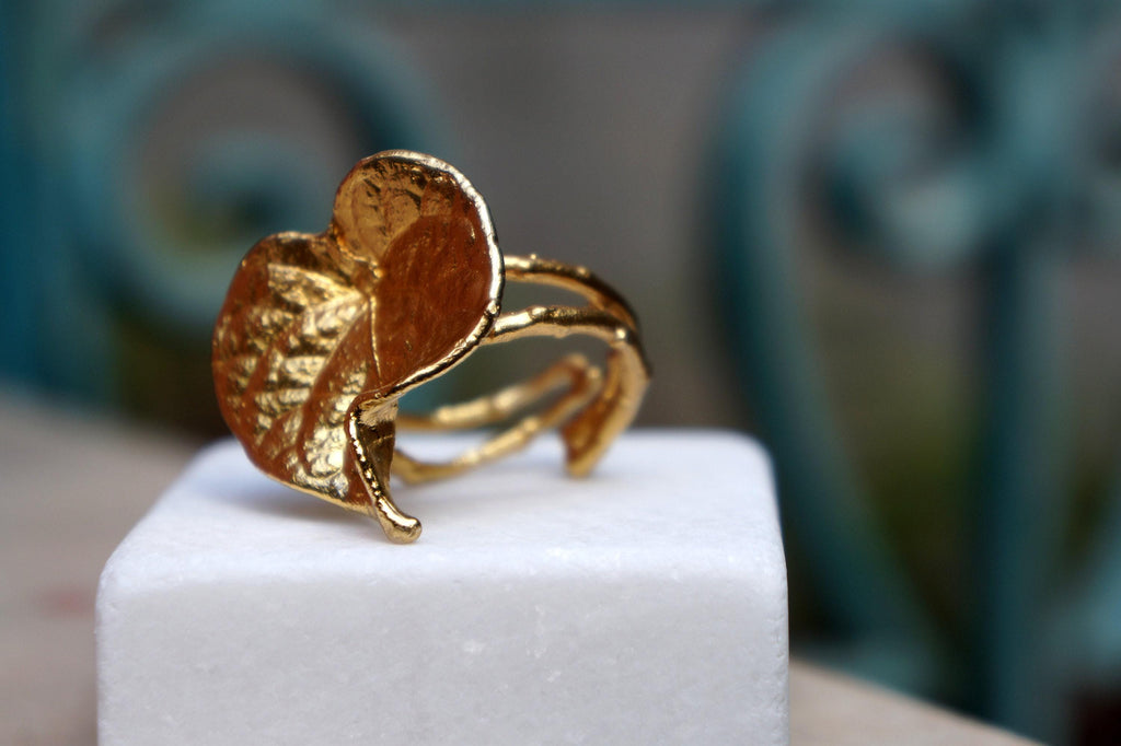 Leaf Ring Gold – Adjustable Nature Inspired Eco Friendly Jewelry Gift