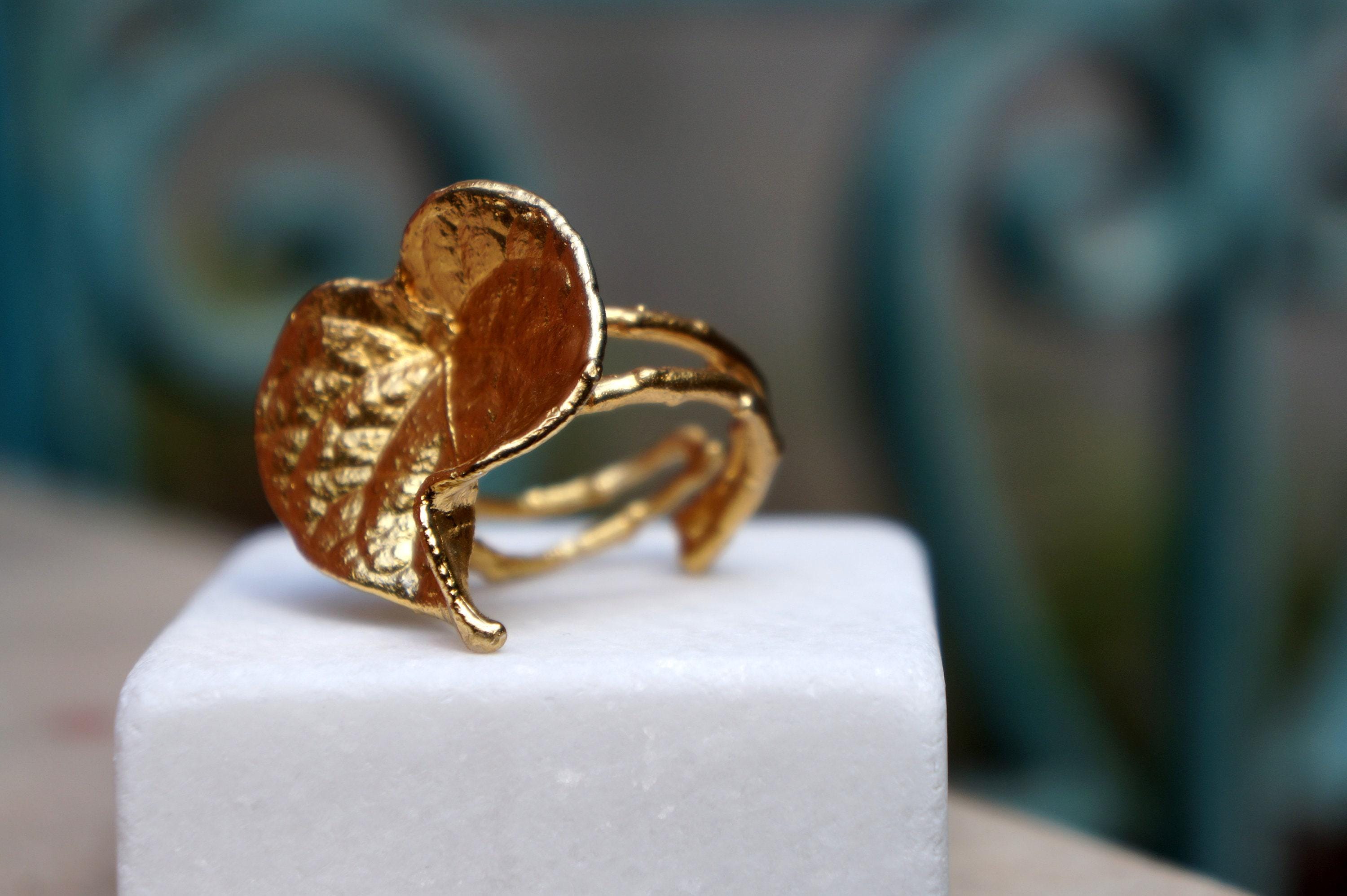 Leaf Ring Gold – Adjustable Nature Inspired Eco Friendly Jewelry Gift