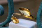 Clam and Mussel Bracelet: Nature-Inspired Adjustable Gold-Plated Brass Cuff