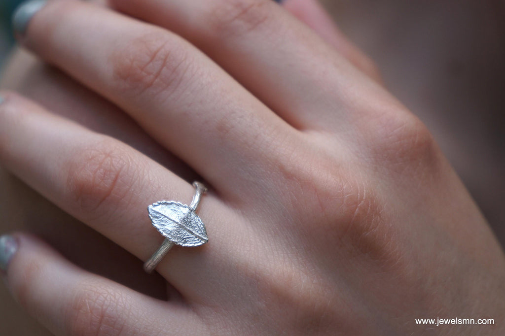 Botanical Brass Ring - Handmade Rose Leaf, Eco-Friendly Style