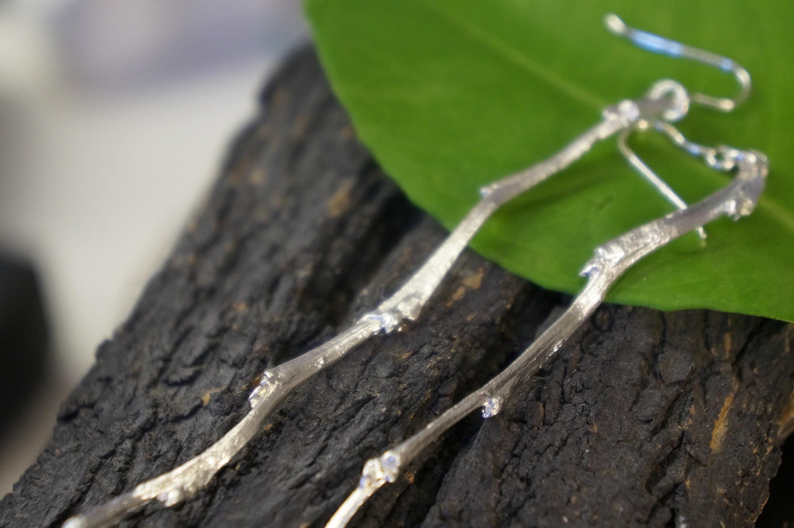 Olive Branch Earrings – Gold Plated Long Dangle Vegan Sustainable Jewelry